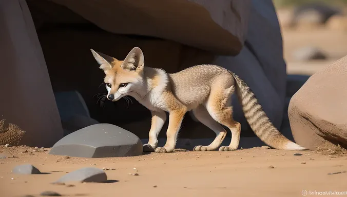 Fennec Fox Exploring Rocky Outcropping with Sharp Claws and Curiosity.
