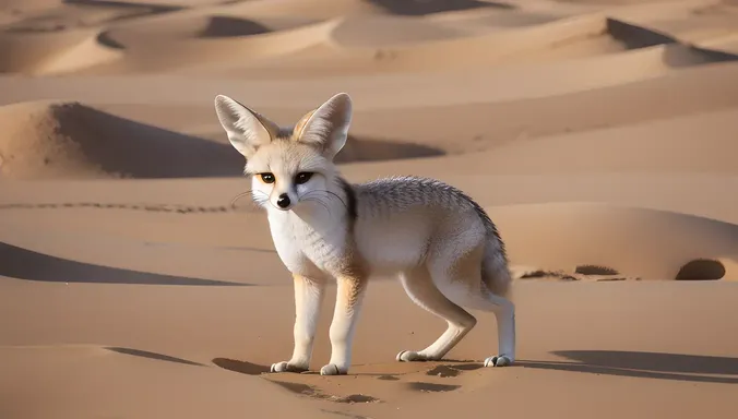 Fennec Fox Grooming Ears and Face with Front Paws.