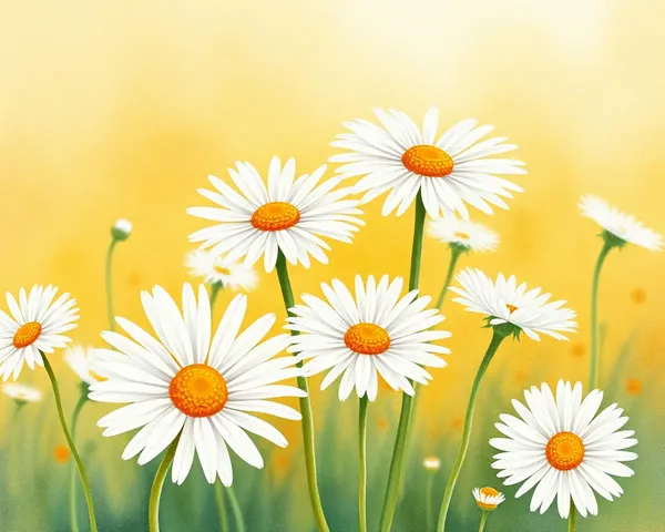 Field of Daisies with Soft Petals and Stems