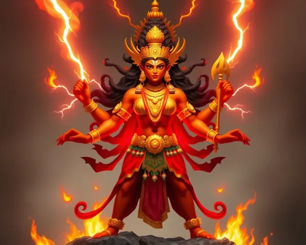 Fierce Bhadrakali in Flames and Lightning