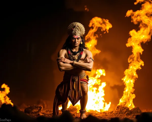 Fierce Hanuman Ji in Front of Burning Fire PNG