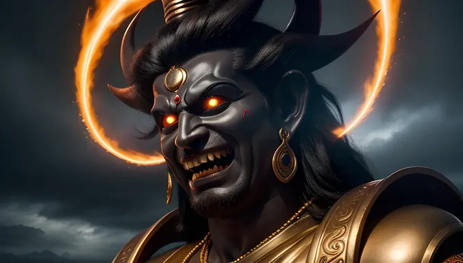 Fierce Lord Shiva in Bhairava Form with Swirling Energy and Dark Backdrop