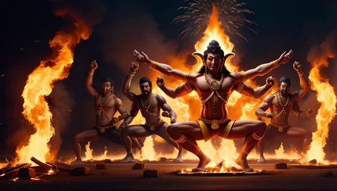 Fiery High Resolution Nataraja Wallpaper Depicting Lord Shiva's Dance