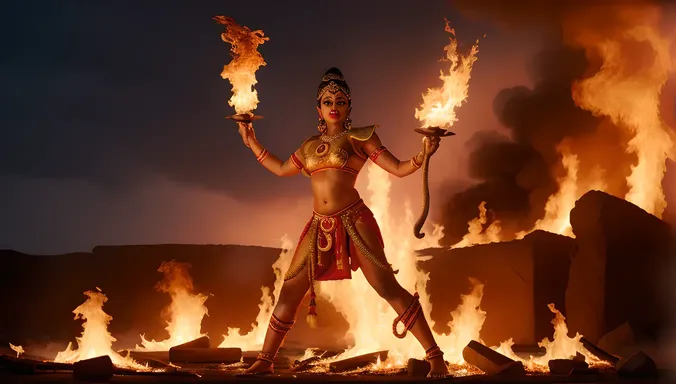 Fiery Nagavalli with Snake Wraps and Dramatic Pose
