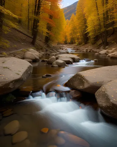 Fiery Stream Flows Down Mountainside with Intense Power