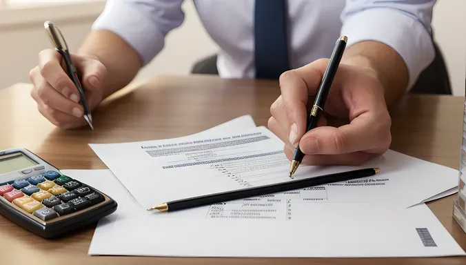 Financial Planning with Calculator and Money Stacks