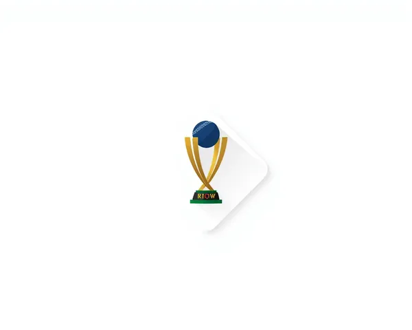 Flat Cricket World Cup Trophy on White Background with Shadow