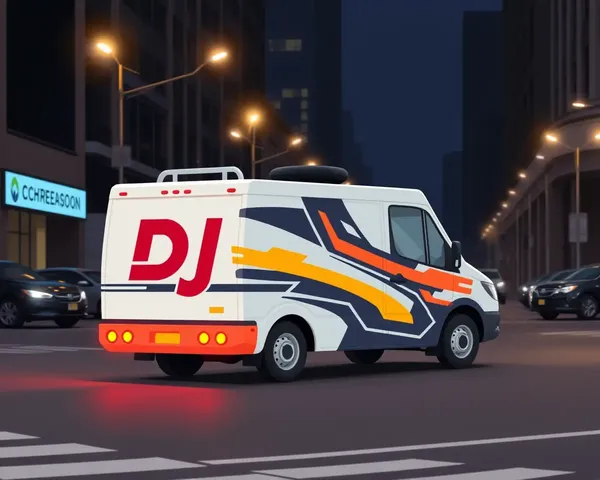 Flat DJ Truck Design on City Street at Night