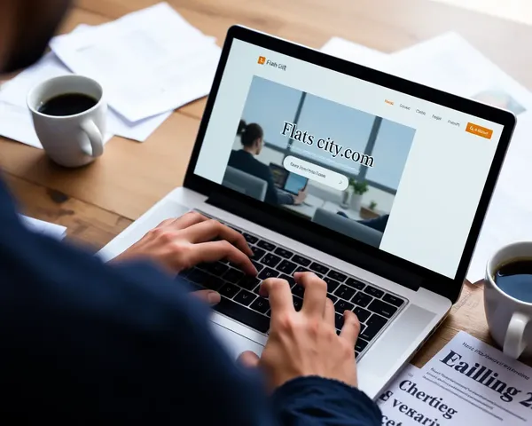 Flats City Com Website Open on Laptop Screen