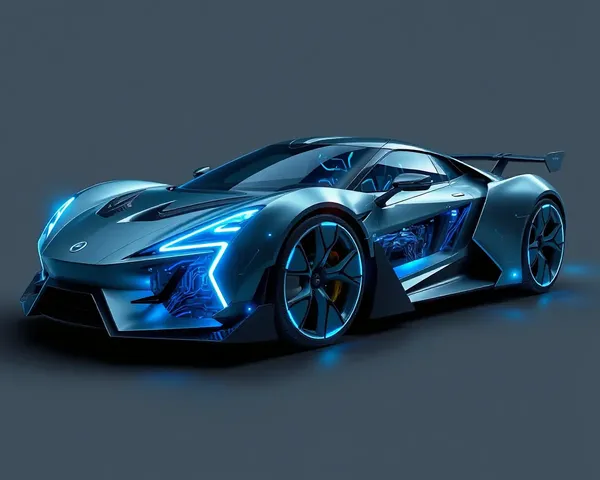 Flex Machine Integrated into Sleek Sports Car with Glowing Blue Lines