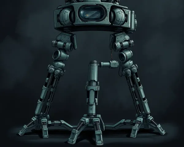 Flex Machine Legs with Intricate Details and Textures in Dark Background