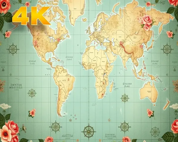 Floral World Map Wallpaper with Subtle Design for Mobile