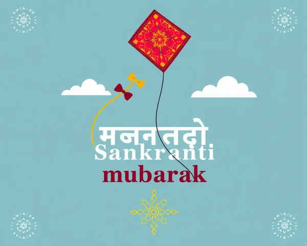 Flying Kite with Hindi Greeting on Makar Sankranti