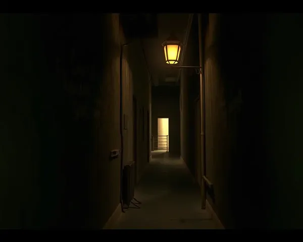 Forgotten Alleyway's Vestige of Streetlamp Casting Eerie Shadows on Walls