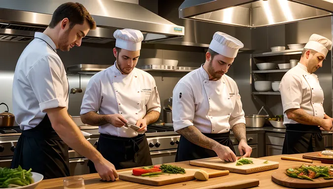 Foursome Chefs Prepare Delicious Meal Together