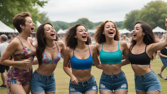 Foursome Friends Rock Out at Music Festival