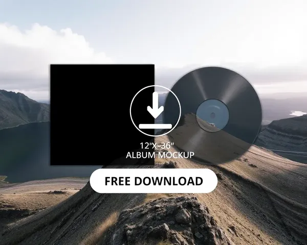 Free Download Button on 12x36 Album Cover Mockup