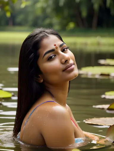 Free Indian Girl Meditates in Lotus Flower