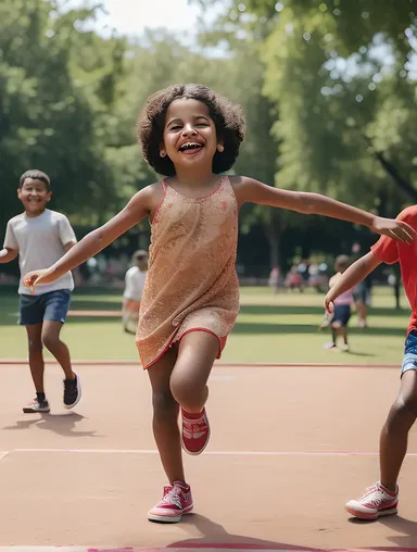 Free Indian Girl Plays with Friends in Park