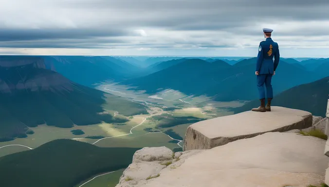 Free-Spirited Air Force Boy on Cliff Edge