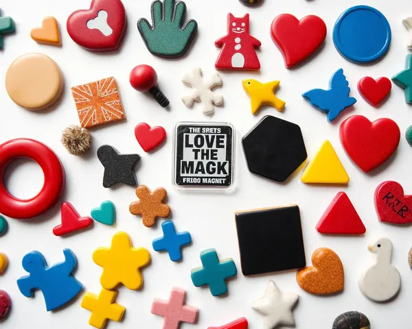 Fridge Magnet Mockup Flat Lay with Textures and Details.