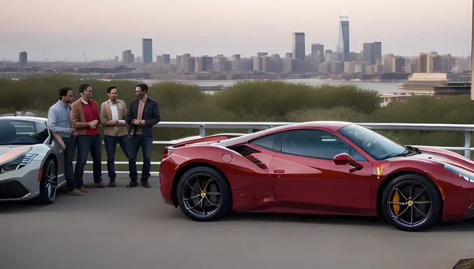 Friends Admire Ferrari 488 GTB's Sleek Lines and Power