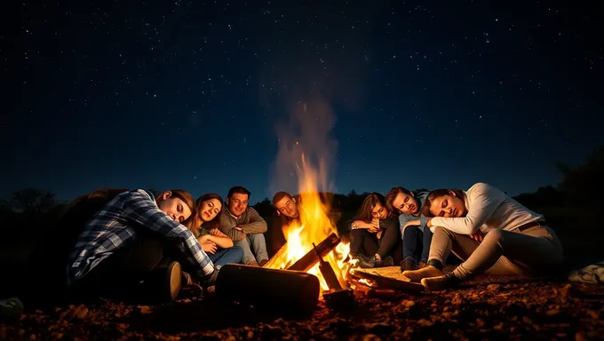Friends Asleep Around Campfire's Twinkling Stars