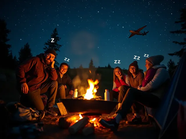 Friends Camping Under Starry Sky with Lazy Zzz's