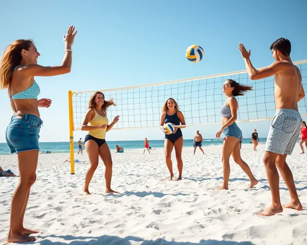 Friends Enjoy Beach Volleyball at Jerman Seaford's White Sands