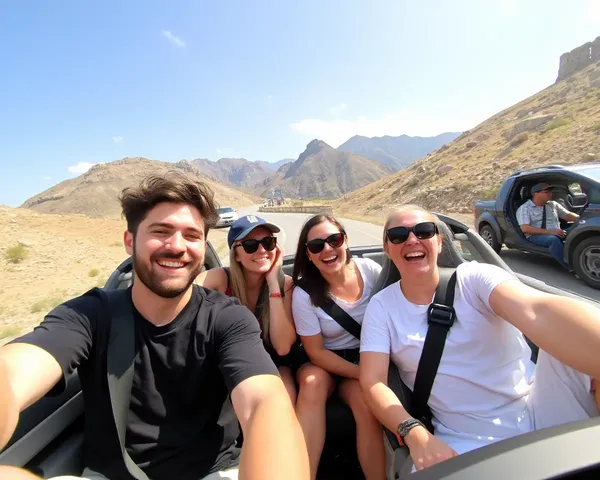 Friends Enjoy Road Trip in Eeco with Scenic Views