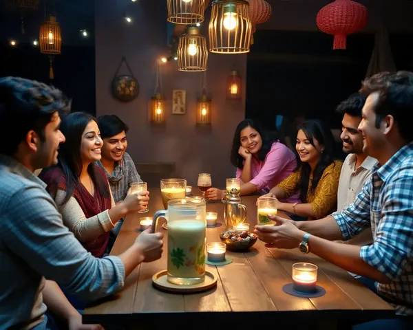 Friends Gathering with Desi Daru and Cozy Ambiance