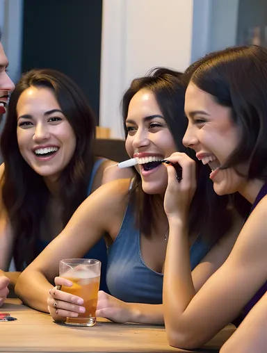 Friends Laughing and Smoking Together