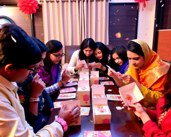 Friends Opening Udghatan Cards with Festive Surprise