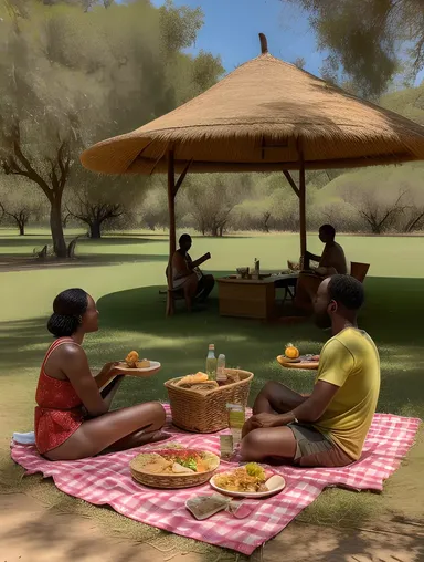 Friends Picnic Under Kambi Tree's Shade with Food
