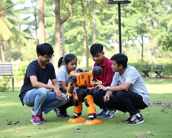 Friends Play with Gajak Toy Robot in Park Fun
