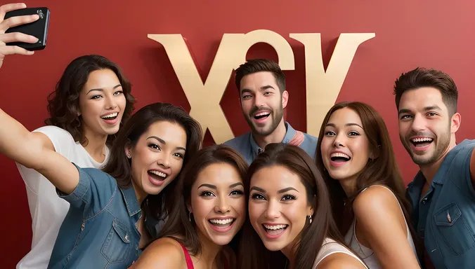 Friends Pose in Front of Giant XX Logo
