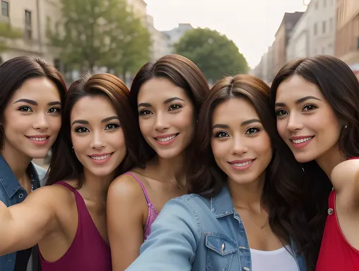 Friends Taking Selfie with S25 Edge Phones
