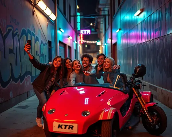 Friends Taking Selfies with Retro-Futuristic KTR