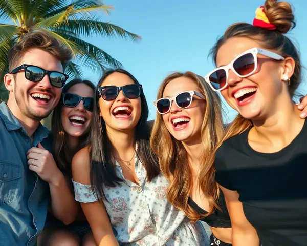 Friends Wearing Sexxxy Sunglasses Have Fun Together