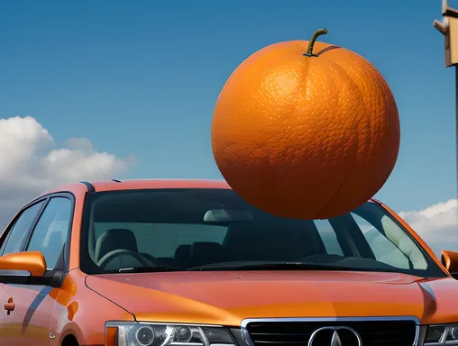 Fru Accident: Car's Windshield with Stuck Orange