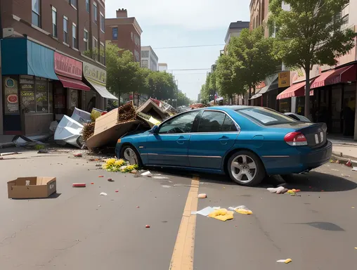 Fru Accident: Car Crashes into Fruit Stand on Busy Street