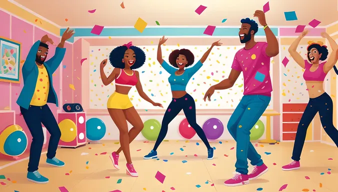 Fun Dance Party with Cartoon Wallpaper and Boombox