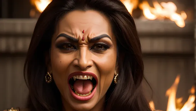 Furious Bhadrakali: Blazing Eyes and Fiery Aura