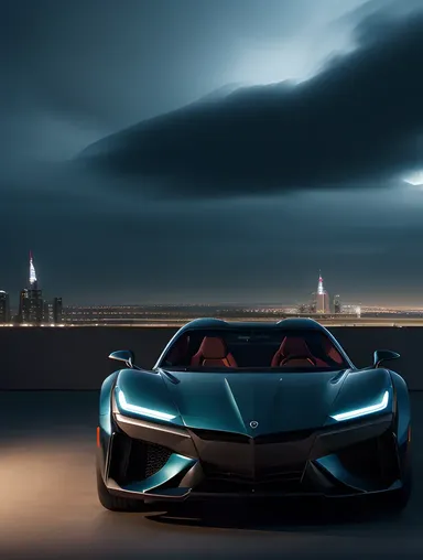 Futuristic 3D Car Concept Art with Gull-Wing Doors Design
