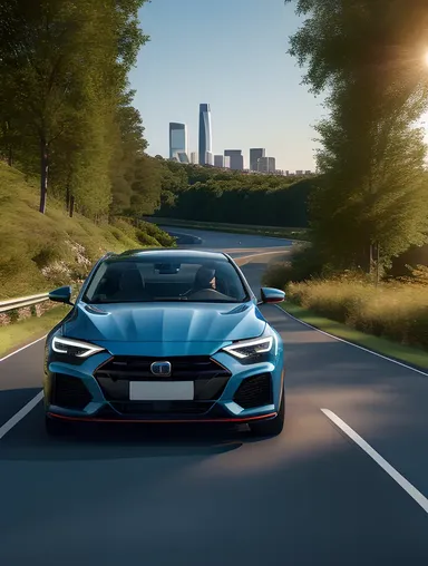 Futuristic 3D Car Wallpaper with Winding Road Landscape
