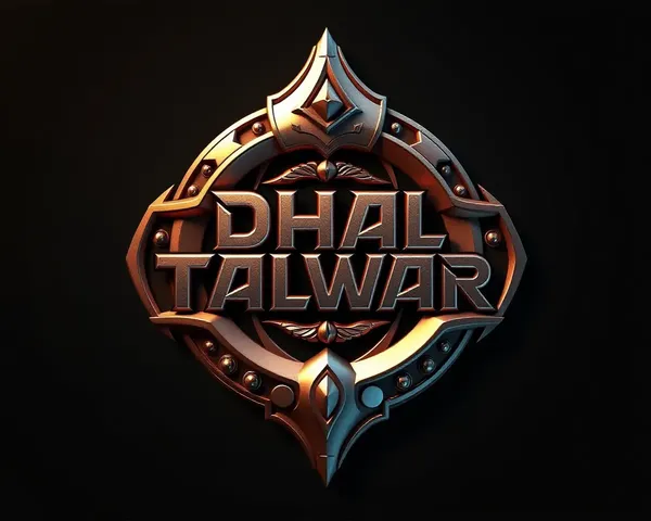 Futuristic 3D Dhal Talwar Logo with Metallic Sheen