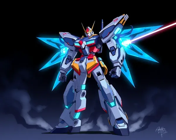 Futuristic Anime Robot with Glowing Circuits and Laser Cannon