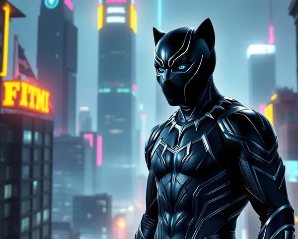 Futuristic Black Panther in Neon City 4K Wallpaper