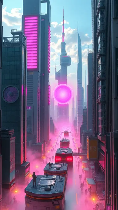 Futuristic City Glows with Miraculous Pink Core