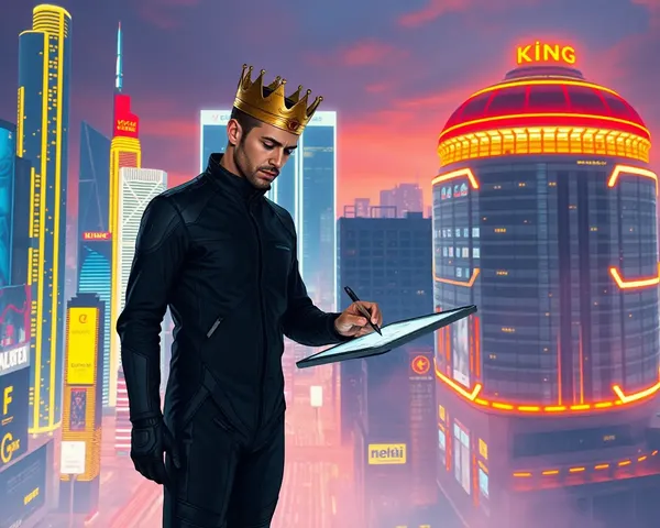 Futuristic City King Edits Data Pad with Stylus